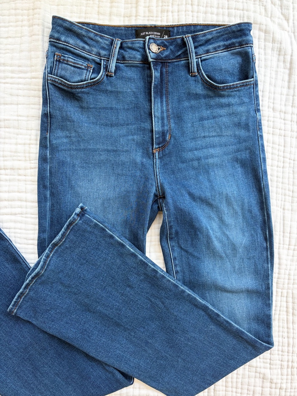 Just Black Denim 28 High Rise Classic Flare Jeans Medium Wash Stretch